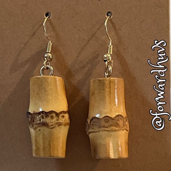 Bundle Sale 3 for $15 | Bamboo Wood Dangle Earrings - Picture 5 of 8